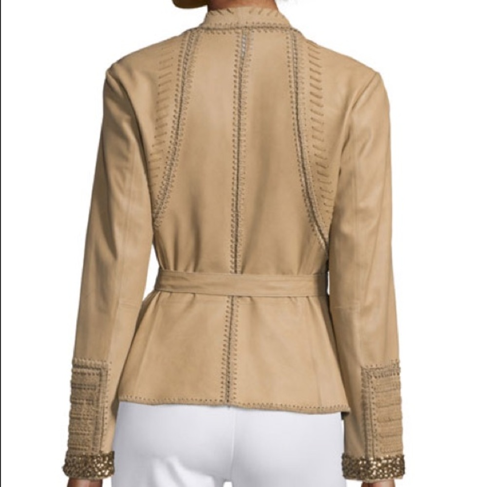Kobi Halperin Colette Leather Whipstitch Wrap Jacket M - Picture 5 of 13
